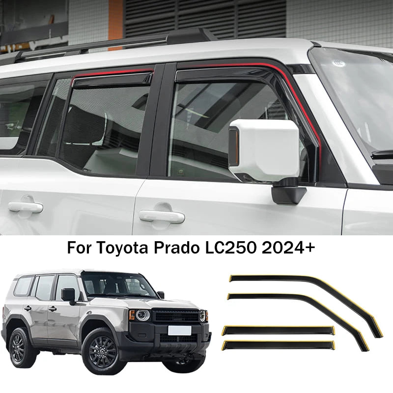 For Toyota Prado LC250 2024+ Side Window Deflector Visor Rain Wind Guard Shield Vent Cover Car Accessories 4pcs