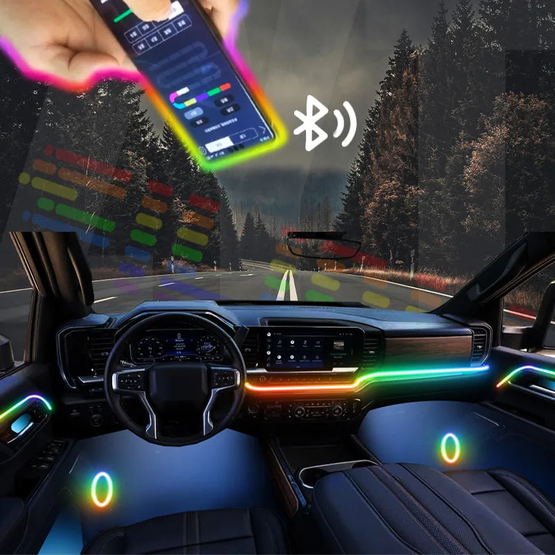 For BMW 5 Ser  G30 G31 G38 2017-2023 Car LED Ambient Lamps Colorful Atmosphere Lights AutoInterior Neon Strip 64 RGB Lighting