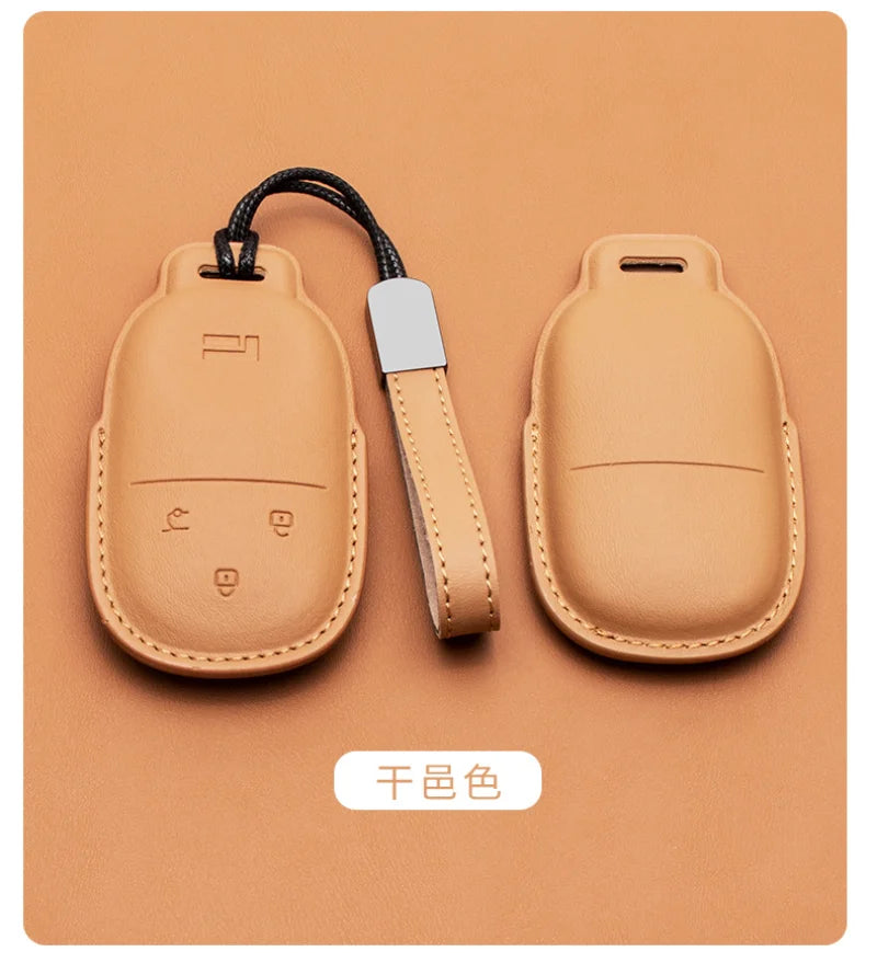 For BAIC JISHI Polestones 01 Rox 2024 2025 2026 Car Leather Key Fob Cover Remote Case Cover Car Keychain Holder Bag Accessories