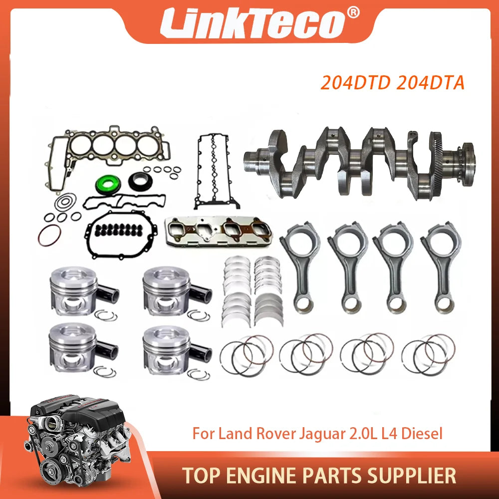 204DTD 204DTA 2.0L Engine Crankshaft Con Rod Full Gasket Piston & Ring Kit Bearing Set Fit 2.0 L L4 Diesel For Land Rover Jaguar