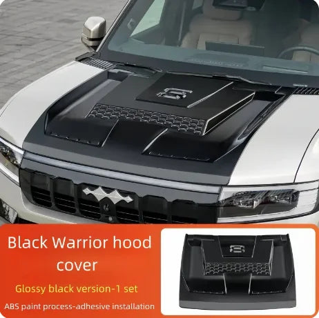 Car Black Warrior Hood Cover Suitable for BYD Leopard 8 2024 2025 Modified Car Engine Hood Sand and Stone Protection Cover