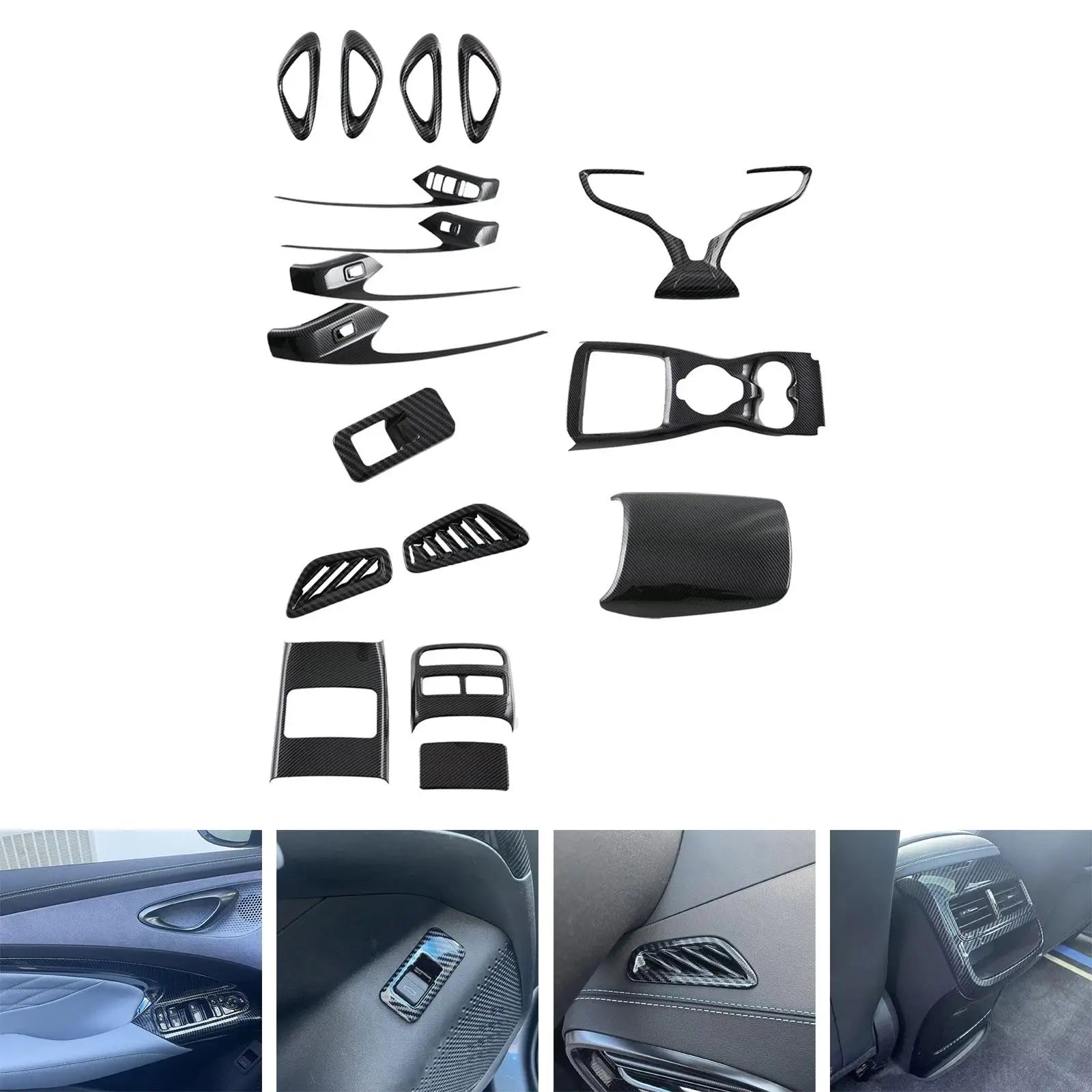 Car Interior Protection Accessory Black Carbon Fiber Easy to Mount Replacement Decorative Cover Stylish for Byd Seal Atto 4