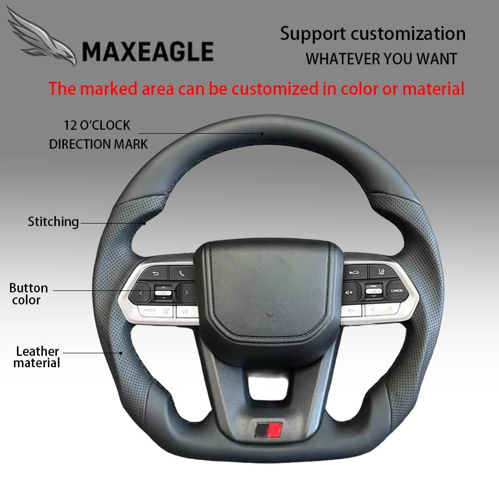 MAXEAGLE For Toyota GT86 Fortuner FJ Cruiser Hiace Land Cruiser LC70/76/79 Crown Alphard Vellfire Hilux Leather Carbon Steering