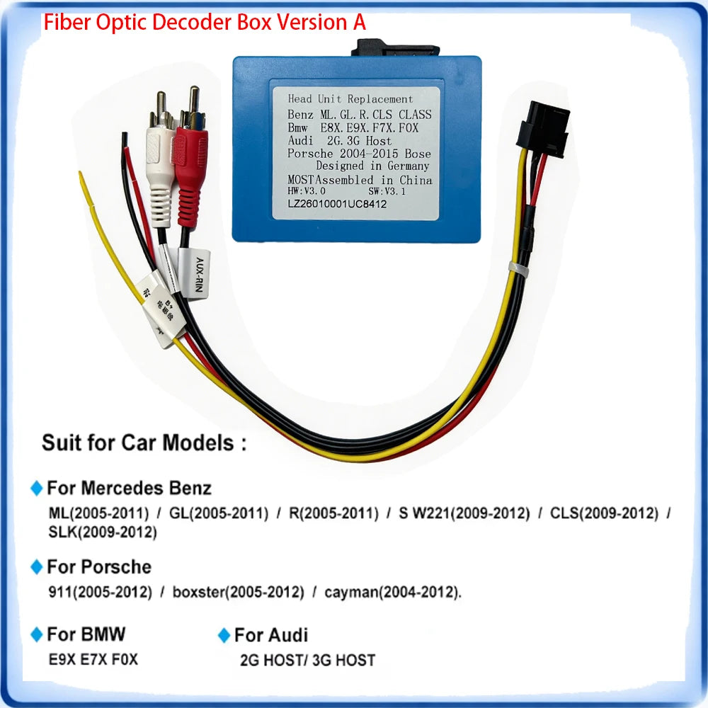 MOST Fiber Optic Decoder Box for Mercedes Benz BMW Audi Porsche ML GL R CLS E SLK S CL W211 W220 Audio System