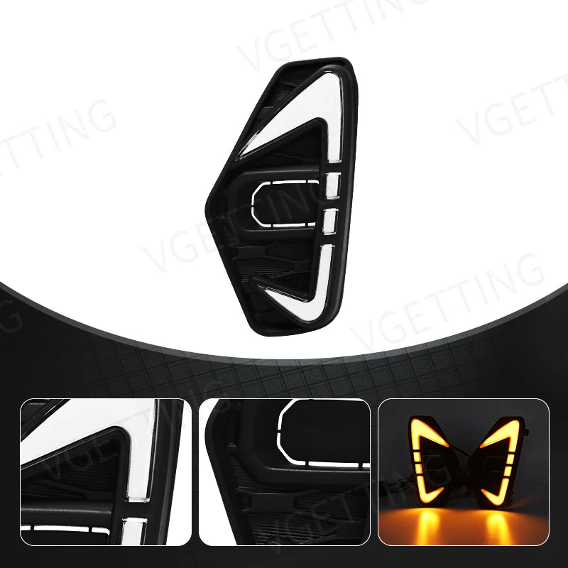 DRL Led Daytime Running Driving Fog Lamp Light Fit For Nissan Navara NP300 Frontier 2020 2021 Waterproof Turn Signal Yellow