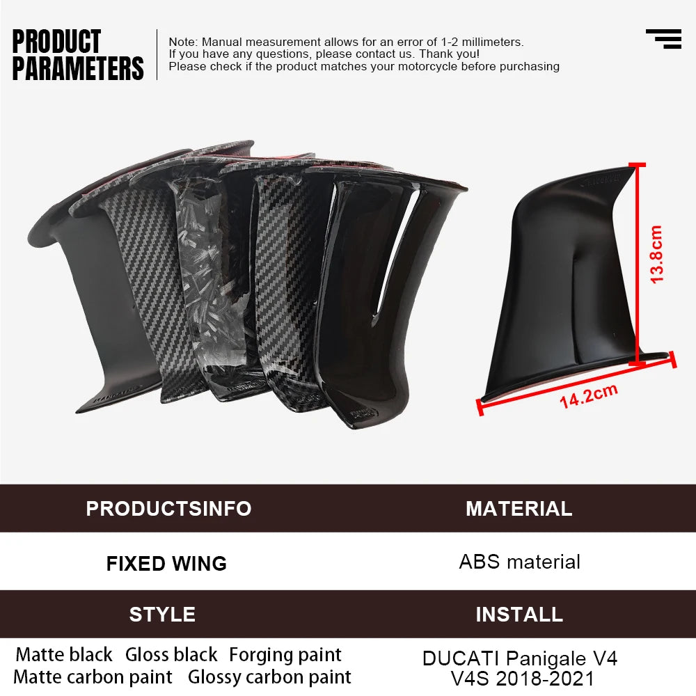 For Ducati Panigale V4 V4S V4R 2018 2019 Motorcycle Fairing Kit Modified Spoiler Accessories Side Panel Fixed Wing Aerodynamics