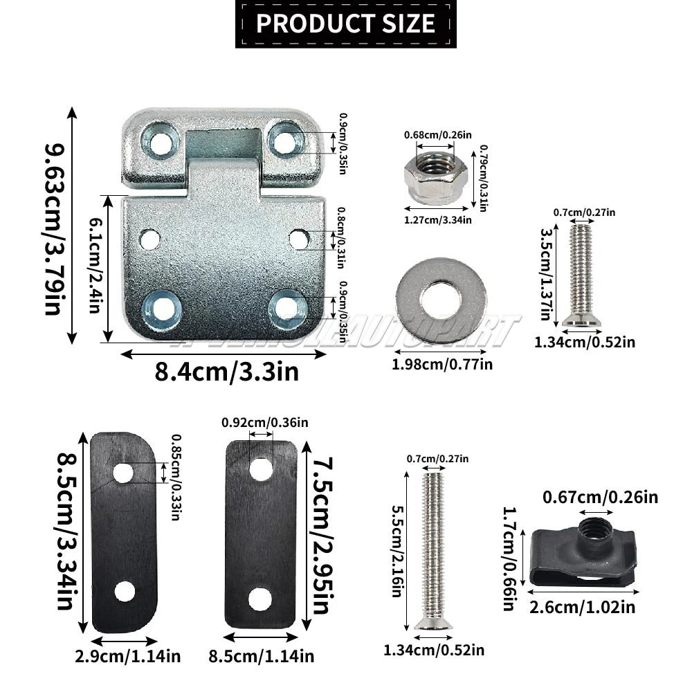 New DA1070W LRC1072 For Land Rover Defender 1 Set Front Door Heavy duty hinge with Stainless Steel Nut Bolt Kit car accessories