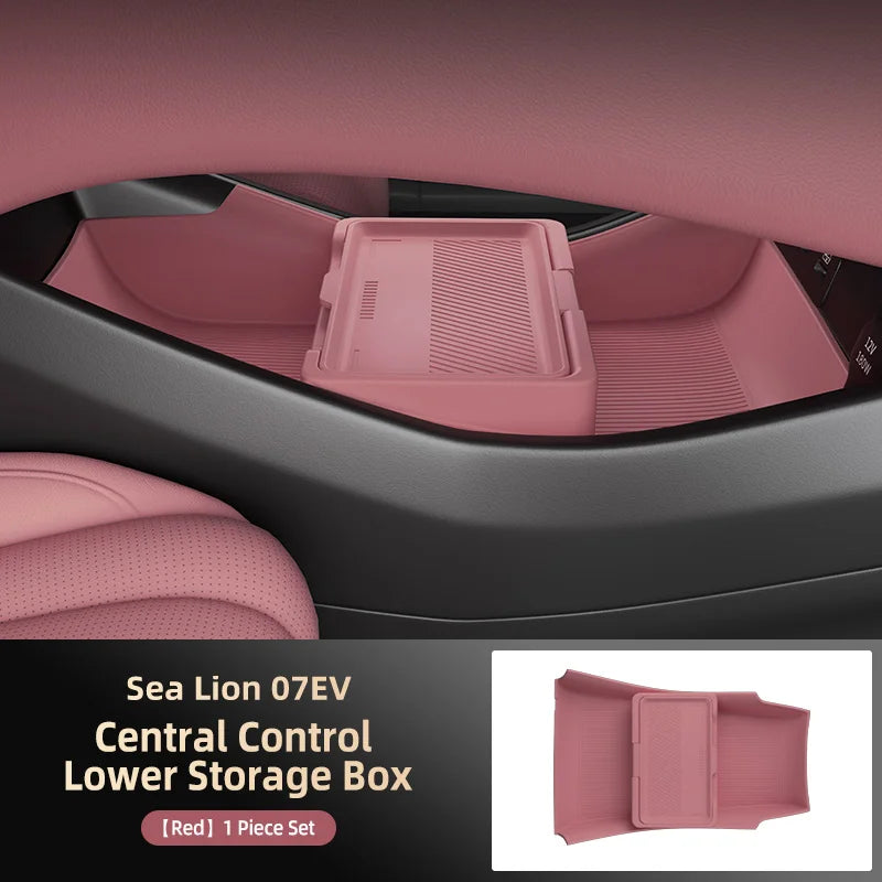 For BYD Sealion 07 EV Car Storage Box Silicone Storage Bin Under Center Console Car Interior Modification Accessories