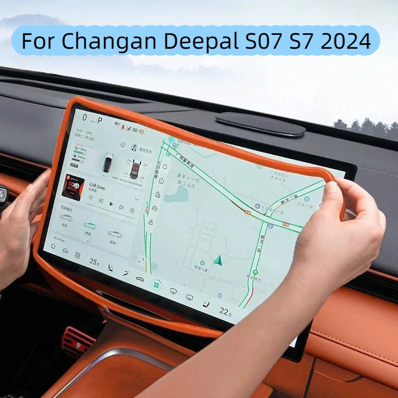 Car Central Control Navigation Screen Display Protective Cover Silicone Frame Auto Accessories For Changan Deepal S07 S7 2024