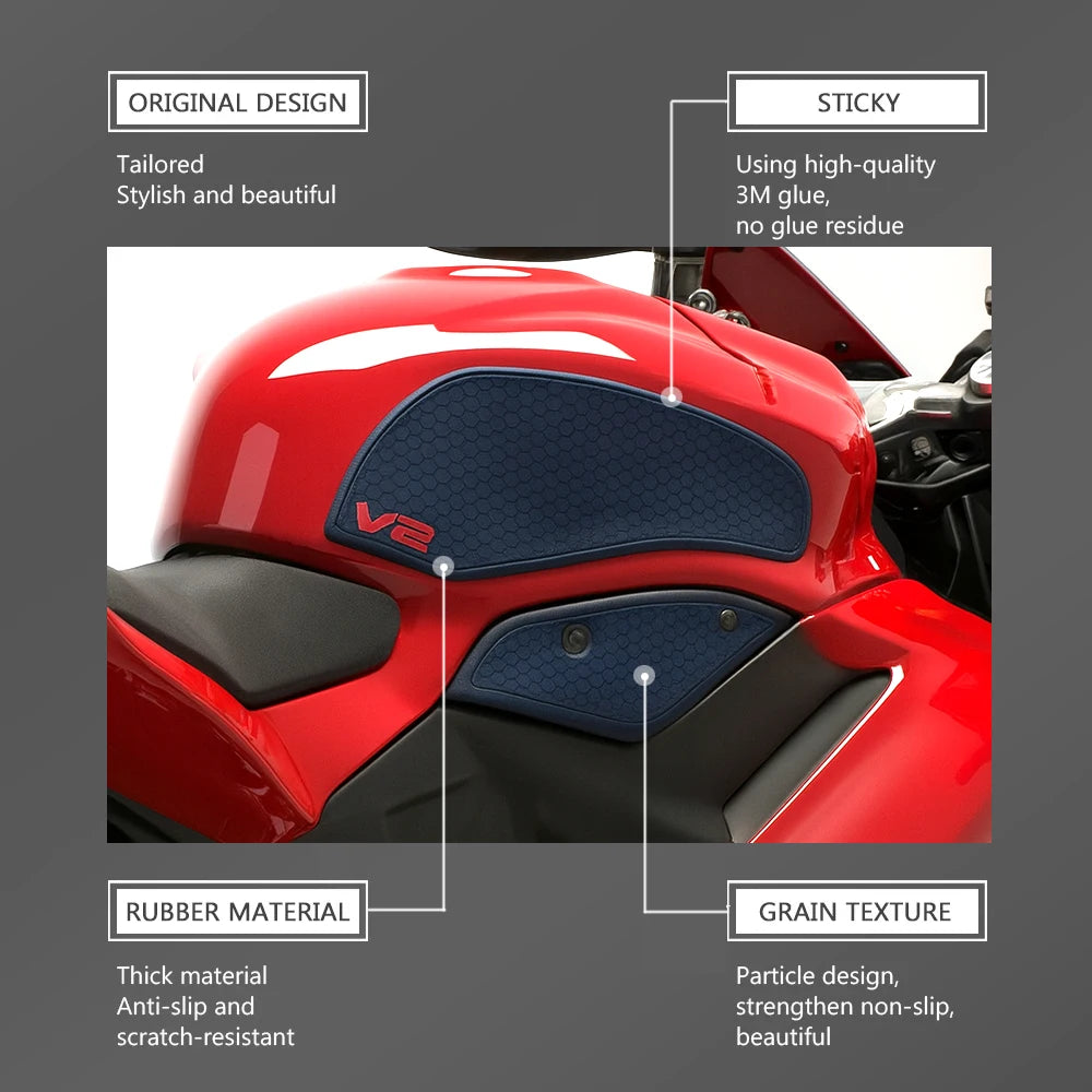 NWE 2025 Non-Slip Tank Pad for Ducati Panigale V2 / Streetfighter V2 Motorcycle Fuel Tank Accessory Waterproof Side Fuel Tank Pa