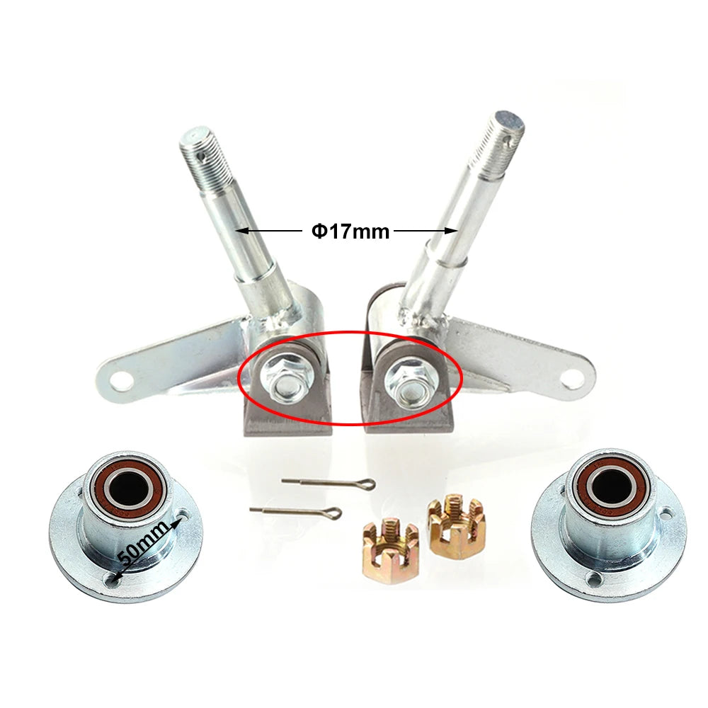 Front Wheel Knuckle Spindle 3 Stud Wheel Hub Kit For 5"/6" Tires DIY 110cc 168 200F Go Kart Buggy ATV UTV Quad Bike Parts