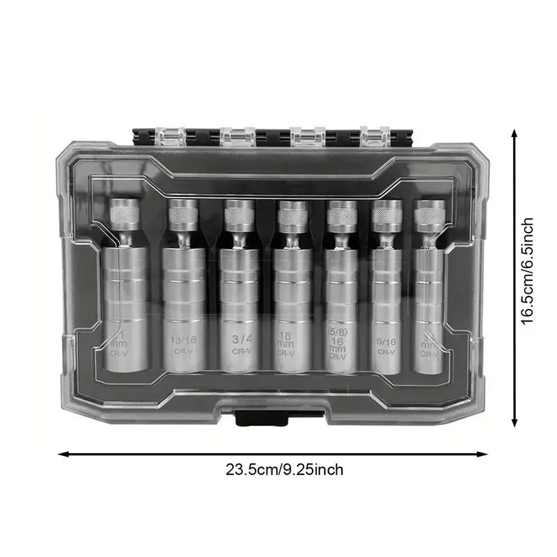 Universal Extended Spark Plug Socket Set 3/8 Inch Rustproof Durable Automotive Repair Tool