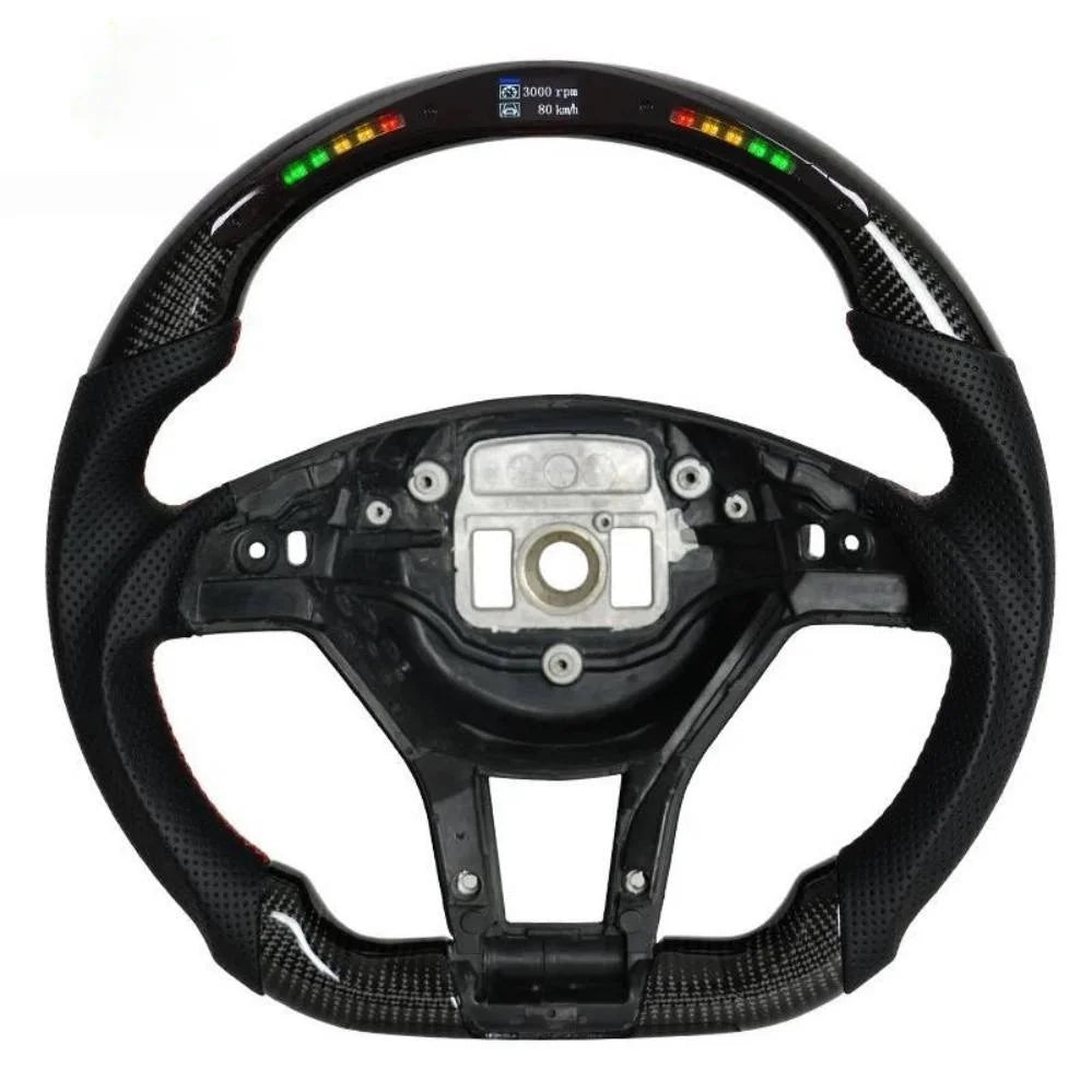 for Mercedes Benz W204 W212 W218 W117 W116 GLC CLS Class a LED Carbon Fiber Handmade Leather Steering Wheel Without airbags