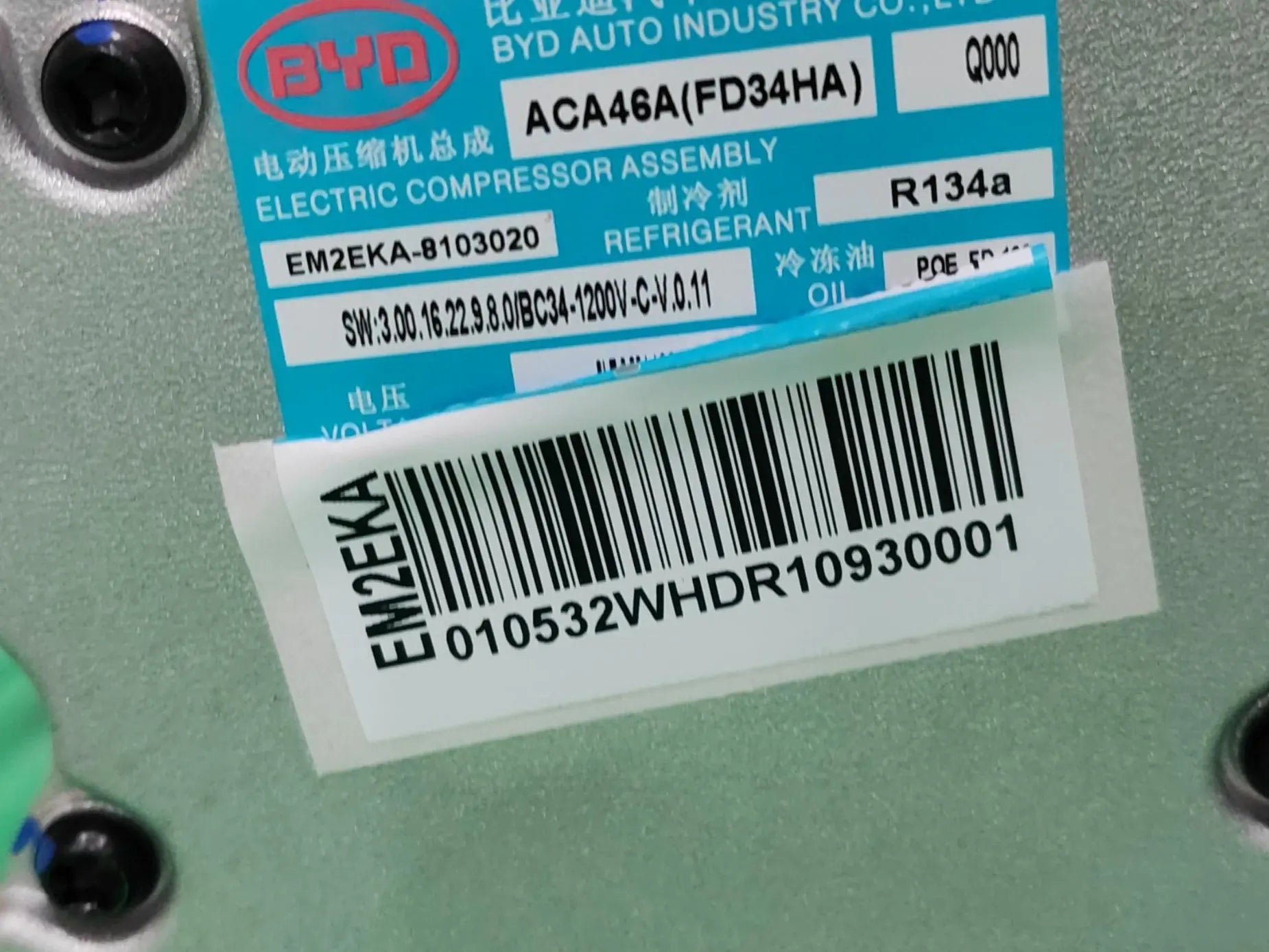 Original OEM Brand New High Voltage Hybrid AC Compressor for BYD Dolphin EM2EKA-8103020 Auto AC Replacement Part