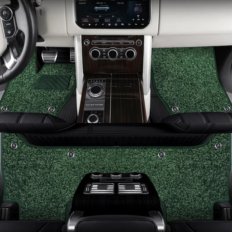 Custom Fit Floor Mat ECO Cowhide Leather for 5 Seaters Land Rover Range Rover Sport Velar Evoque Discovery 4 5 Defender