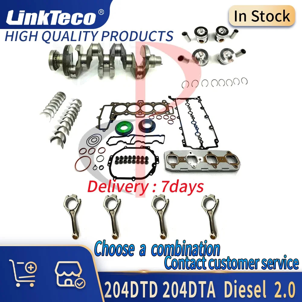 Engine Full Gasket Set Piston With Ring Main Con rod Bearing Crankshaft 2.0 L 204DTA 204DTD AJ200 Diesel For Land Rover Jaguar T