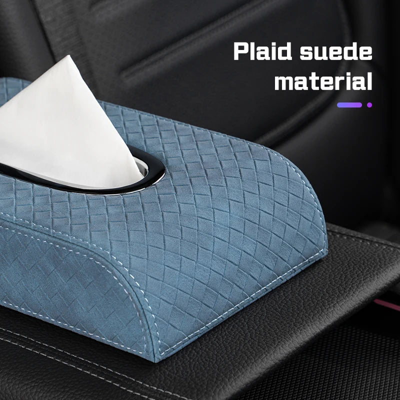 For BAIC Jishi Polestone 01 Rox 01 2023 2024 2025 Car Armrest Tissue Box Plaid Leather Napkin Paper Case Storage Bag Accessories