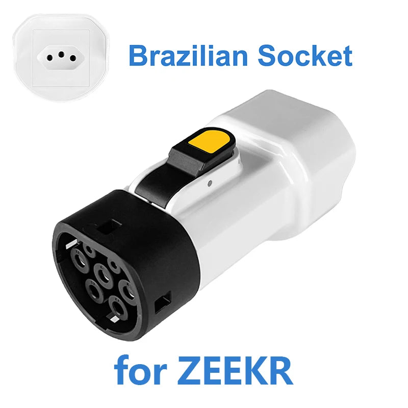 EVqiaoyi Type2 V2L Discharger for BYD MG Vehicle-to-Load Descarregador Descarga Adapter with Brazilian Socket for Camping