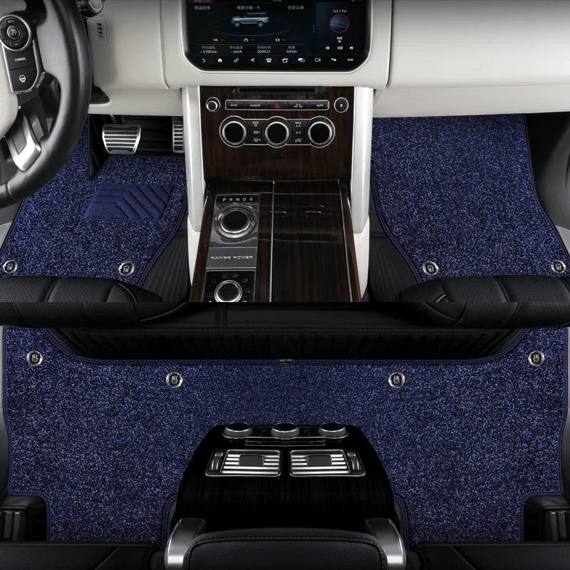 Custom Fit Floor Mat ECO Cowhide Leather for 5 Seaters Land Rover Range Rover Sport Velar Evoque Discovery 4 5 Defender
