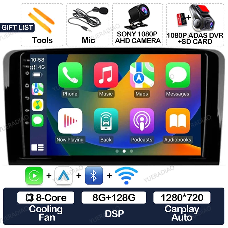 Android 17 Car Radio For Mercedes Benz GL ML W164 ML350 ML500 X164 GL35 GL45 2005 - 2012 GPS NAVI Multimedia Video Player 2DIN