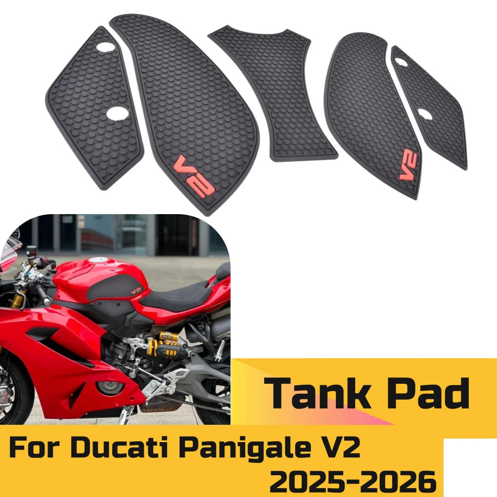 V2 Fuel Tank Stickers Gas Knee Grip Protector Pad Traction Decals For Ducati Panigale V 2 2025 2026 Motorcycle Accessories