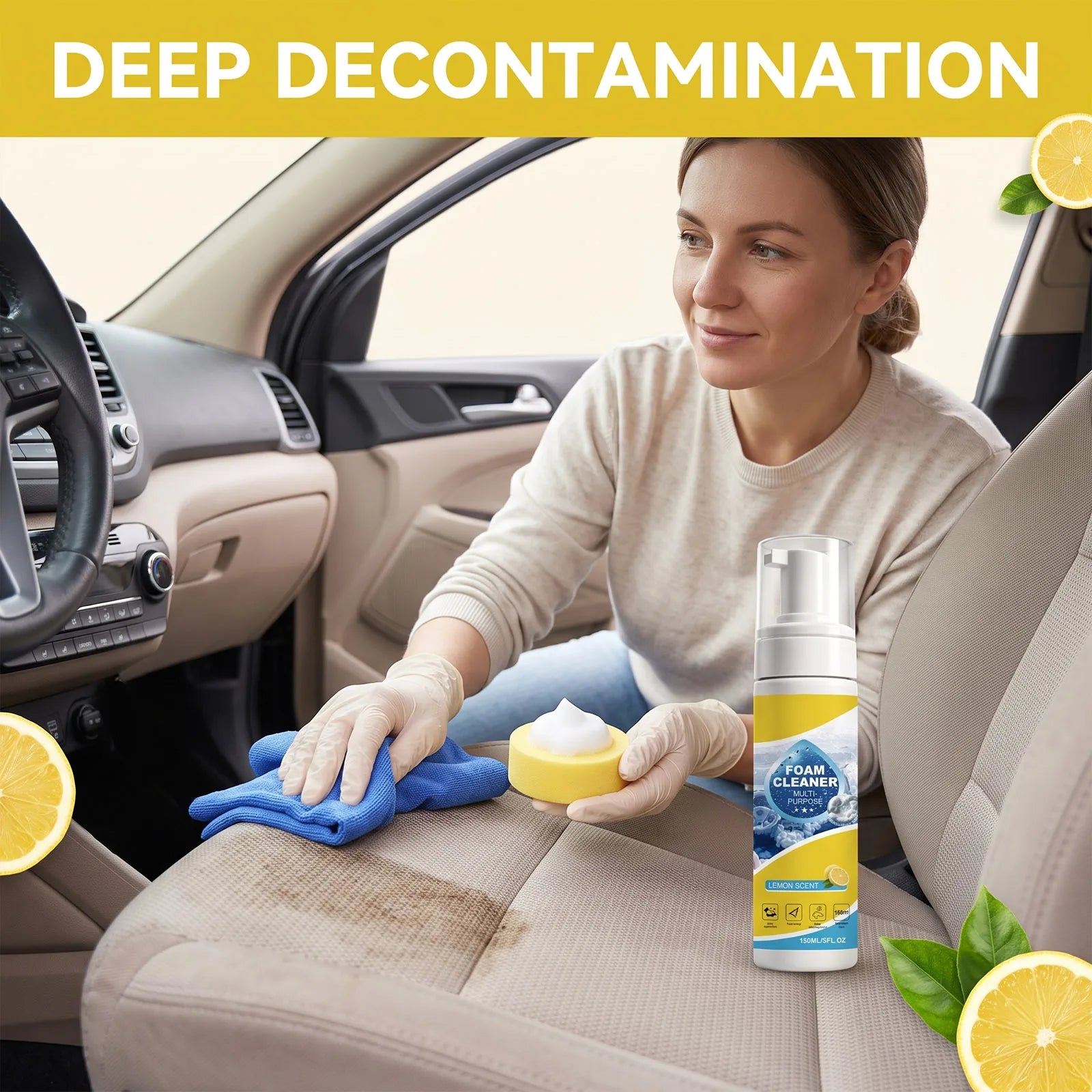 Multi Purpose Foam Cleaning Kit Deep Stain No Scrub Car Interior Universal Detailing Set Household Auto Care Treatment Set