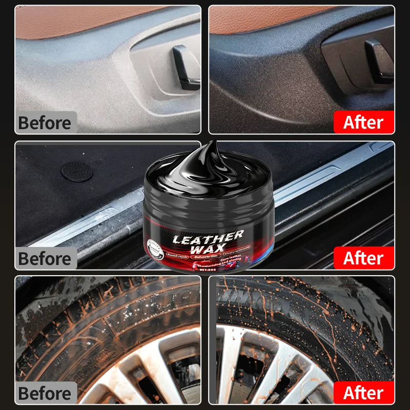 Car Leather Wax Rubber Plastic Restorer Long Lasting Shine UV Waterproof Anti Aging Tire Dashboard Interior Seat Care Coating