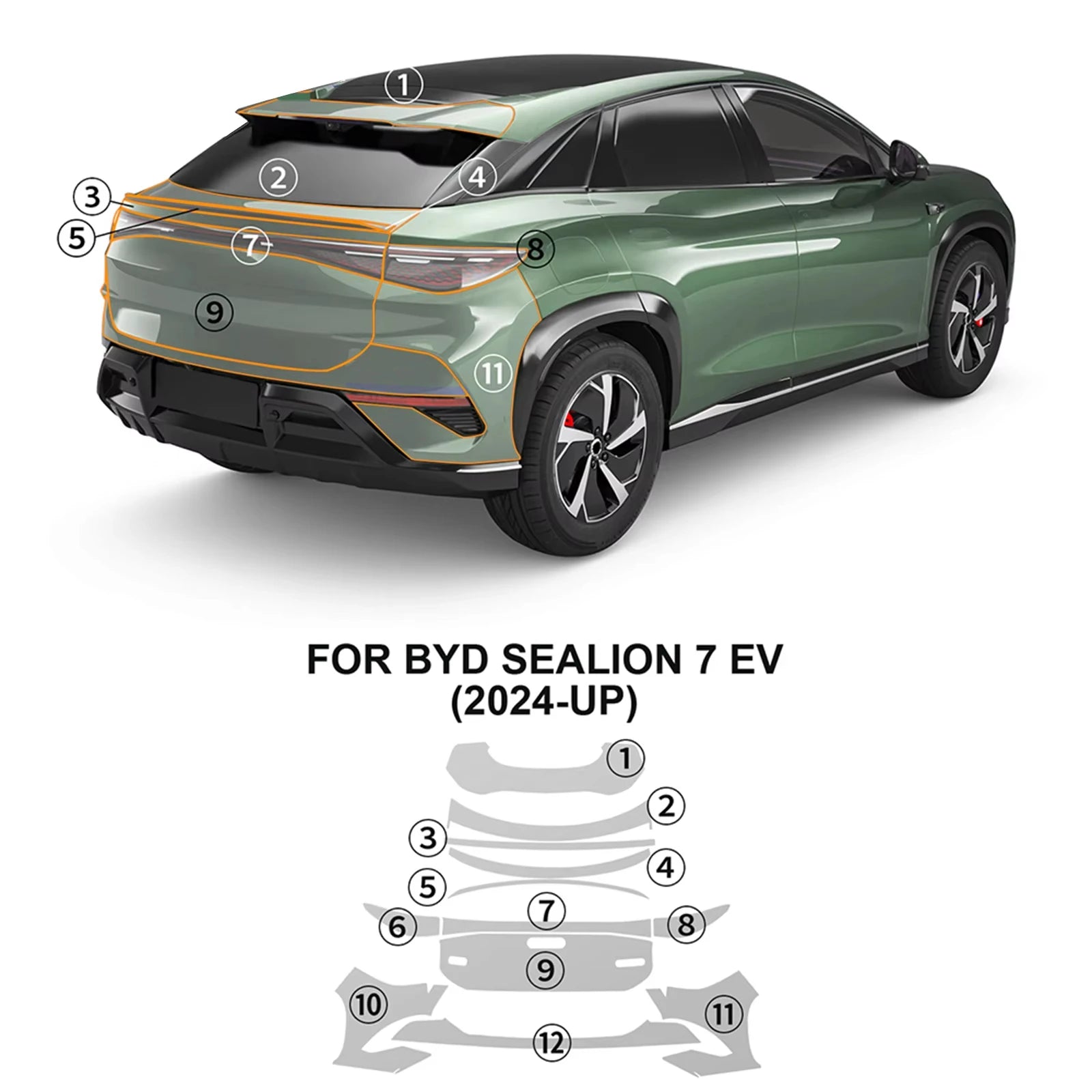 For BYD Sealion 7 EV 2024 2025 Pre-cut PPF ﻿Kit TPU Bumper Scratch-Resistant Self-Healing Invisible Paint Protection Film