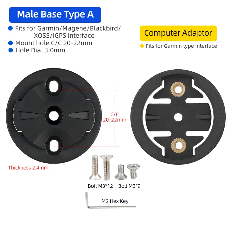 Bicycle Speedometer Mount Bracket Fixed Base Accessories for Garmin Bike Front Light Convex Male Buckle Replacement Repair Parts