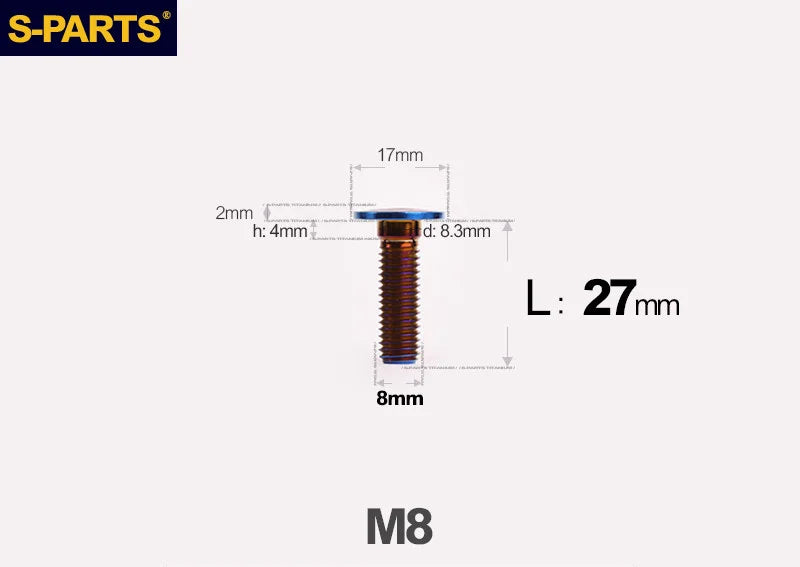 1 قطعة سبائك التيتانيوم A3 M8x27mm مسمار قرص الفرامل الأمامي أجزاء معدلة مناسبة لقرص فرامل بي إم دبليو جي إس gs1200 1250