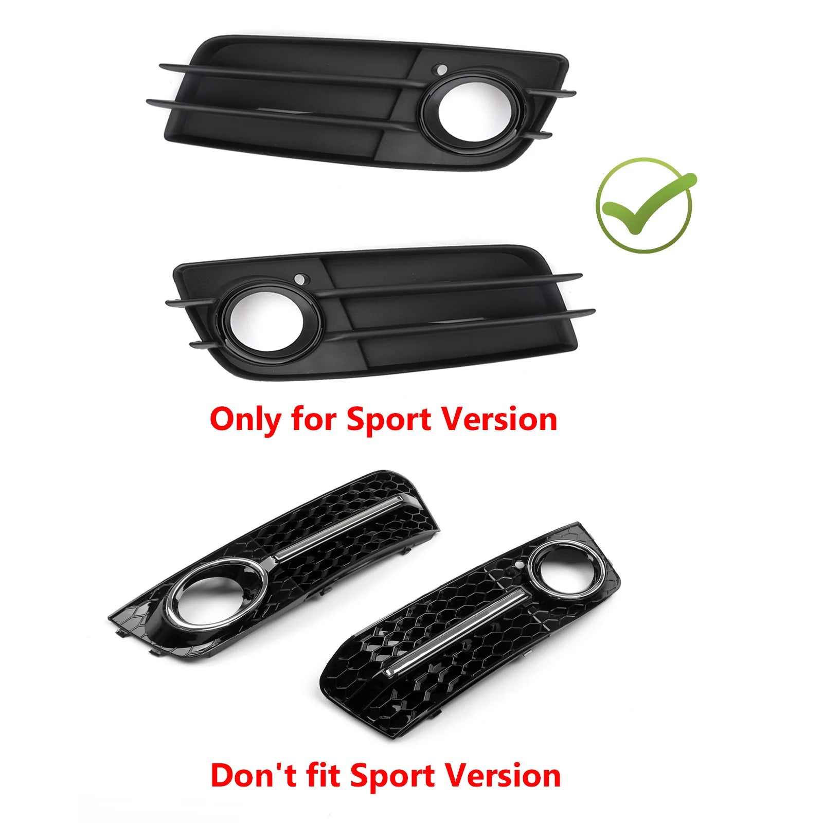 Front Bumper Black Fog Light Grille Cover For Audi A4 S-LINE S4 2008-2012 8K0807681C/8K0807682C Fog Light Cover