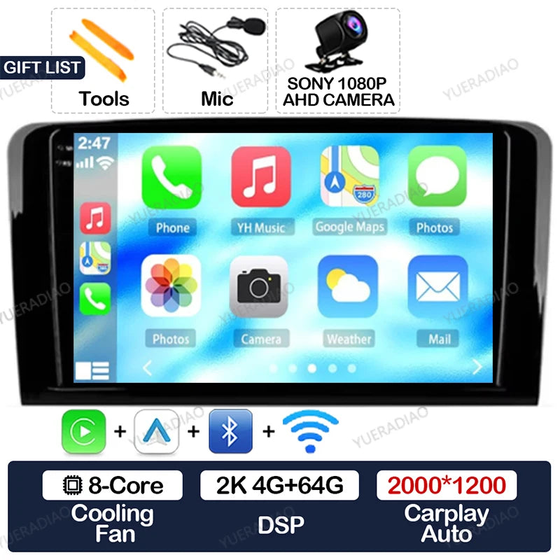 Android 17 Car Radio For Mercedes Benz GL ML W164 ML350 ML500 X164 GL35 GL45 2005 - 2012 GPS NAVI Multimedia Video Player 2DIN