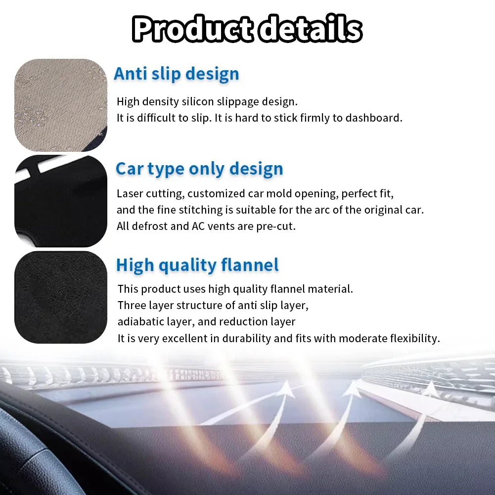 fit for Toyota Land Cruiser Prado 120 J120 2003-2009 Accessories Dashmat Protective Carpet Dashboard Cover Pad DashMat Sunshade