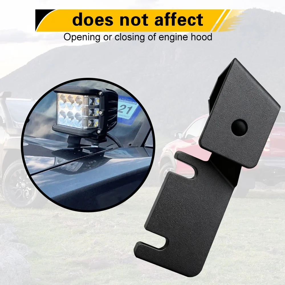 Hood Ditch LED Light Brackets for 2014-2026 Toyota Hilux ,Offroad Hood Hinge Light Mount Brackets kit for Pod Work Lights.
