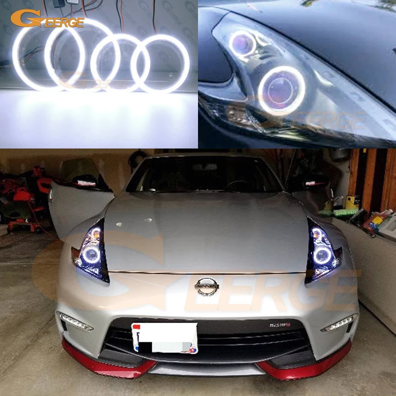 For Nissan 370Z 370 Z Z34 Fairlady 2009 - 2020 Day Light Excellent Ultra Bright COB Led Angel Eyes Kit Halo Rings