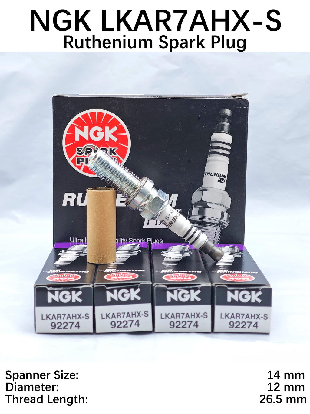 4pcs Original NGK Ruthenium HX High Ignitability Spark Plug LKAR7AHX-S 92274 Upgrade ILKAR7B11 DILKAR7B11 SC20HR11 IXEH22TT etc