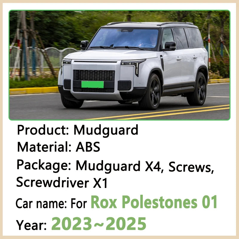 Car Mudguards For Rox Polestones 01 2023 2024 2025 Anti-scratch Front Wheel Protect Fender Splash Mud Flaps Auto Accessories