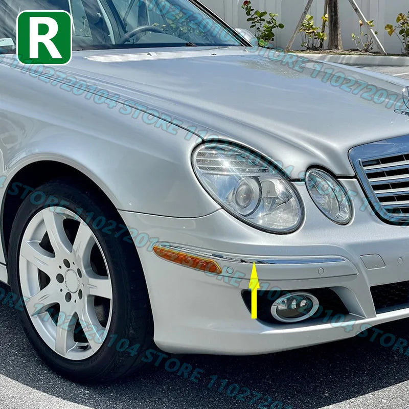 for 2007-2009 W211 Mercedes Benz E320 E350 E550, E63 AMG Front Rear Bumper Chrome Strip Trim 2118852321 2118852721 2118850221