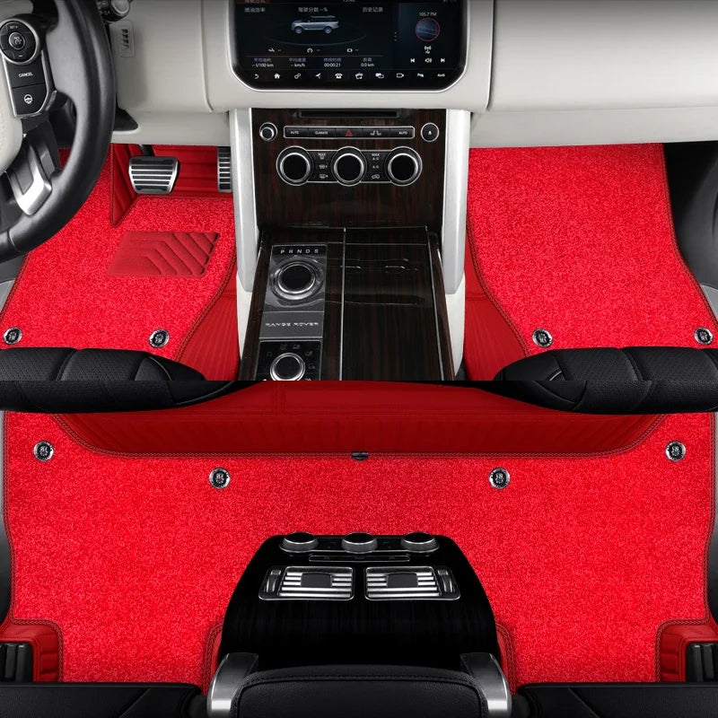 Custom Fit Floor Mat ECO Cowhide Leather for 5 Seaters Land Rover Range Rover Sport Velar Evoque Discovery 4 5 Defender