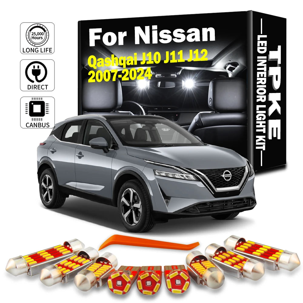 TPKE LED Interior Reading Trunk Sunvisor Light Kit For Nissan Qashqai J10 J11 J12 2007-2019 2020 2021 2022 2023 2024 Accessories