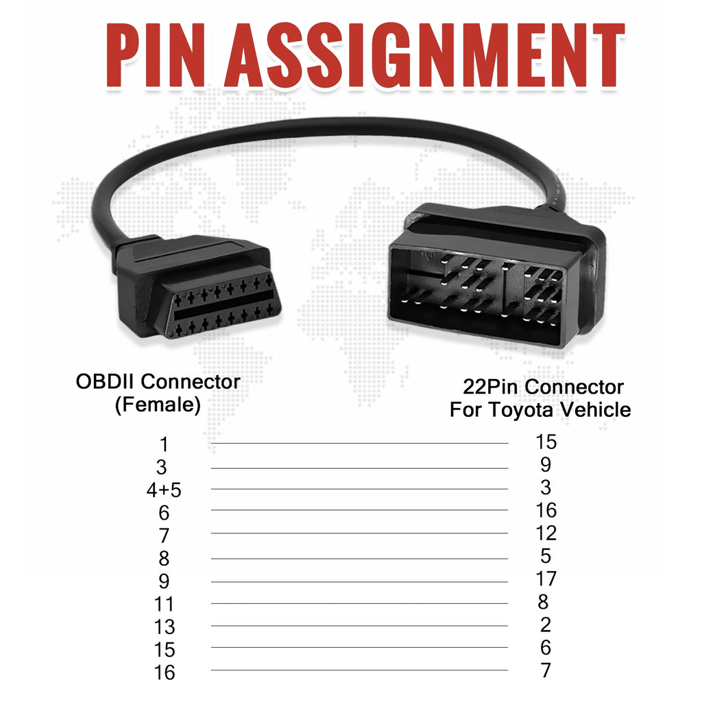 22Pin to OBD2 For Toyota DLC Diagnostic Connector OBD to OBD2 Adapter For Land-Cruiser/Carina/Camry/Crown 22Pin K-Line Diagnosis