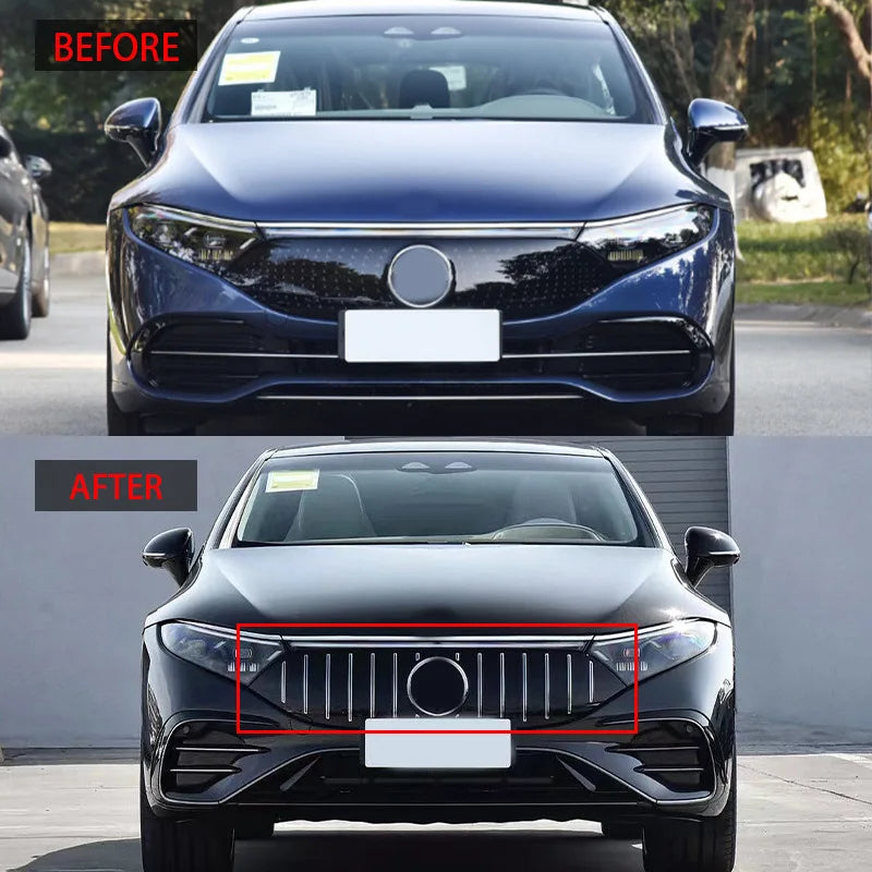 new ABS Front Bumper Grille Grill，Mercedes Benz EQS Class W297 2022 2023 2024 EQS450 EQS580 EQS53 Silver GT 4-Door Racing Grills