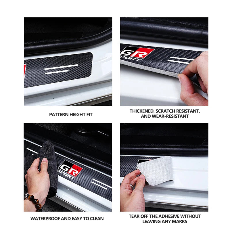 Car Carbon Fiber Door Sill Anti-Scratch Guard Sticker Accessories For Toyota chr Corolla Camry rav4 Yaris hilux prius avensis