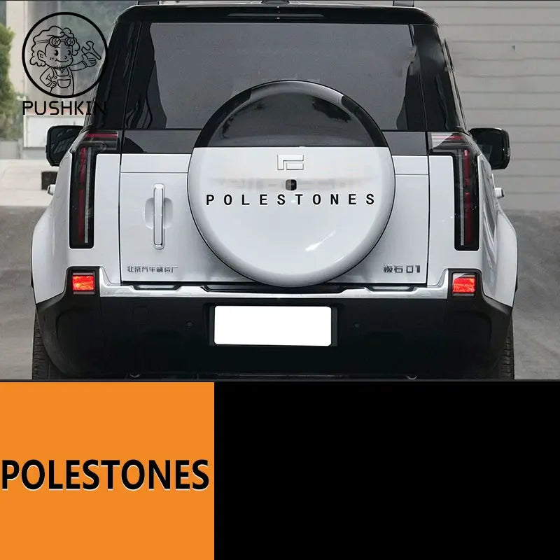 لسيارة BAIC JISHI ROX 01 polestone 01 ملصق معدني ثلاثي الأبعاد لغطاء المحرك الأمامي شعار سيارة رقعة حروف باللونين الأسود والفضي مع شريط لاصق 3M