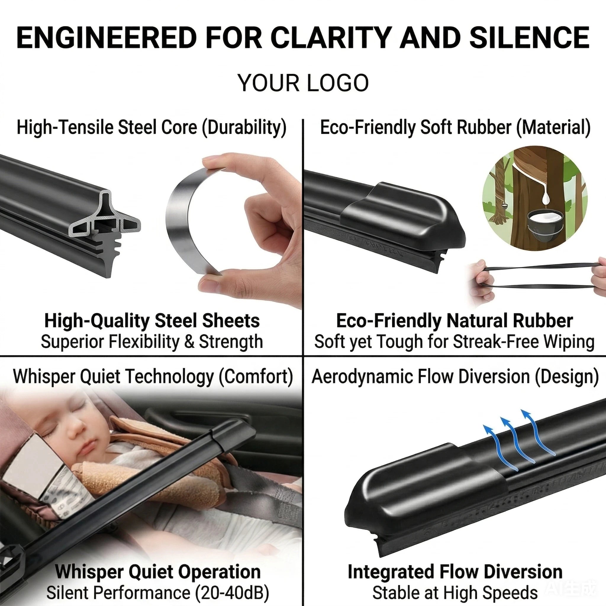 1set Front & Rear Windshield Wiper Blades Windscreen Wipers 2018 2019 2020 2021 2022 Accessories For Nissan Leaf ZE1 2017-2023