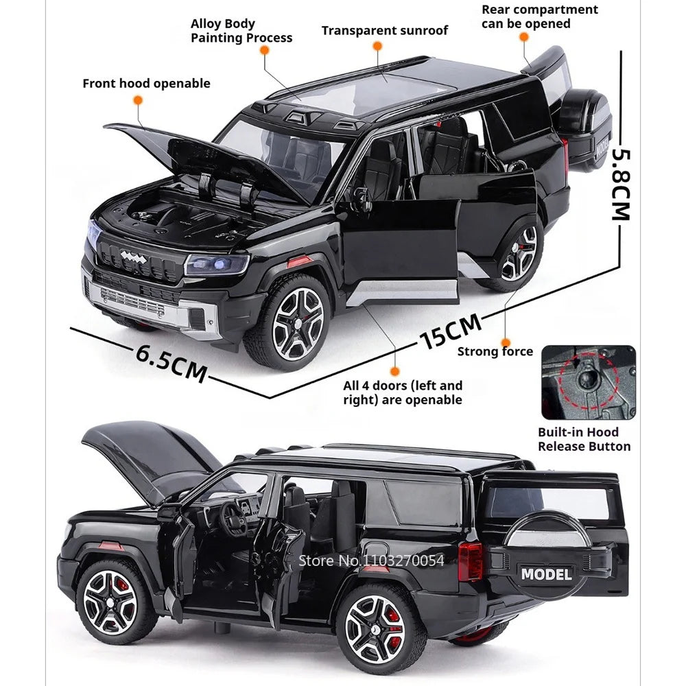 1:32 BYD Leopard 8 Yangwang U9 Diecast Alloy Model Toys Car Doors Can Be Opened Rear Wheel Return Force Vehice Fashion Ornaments