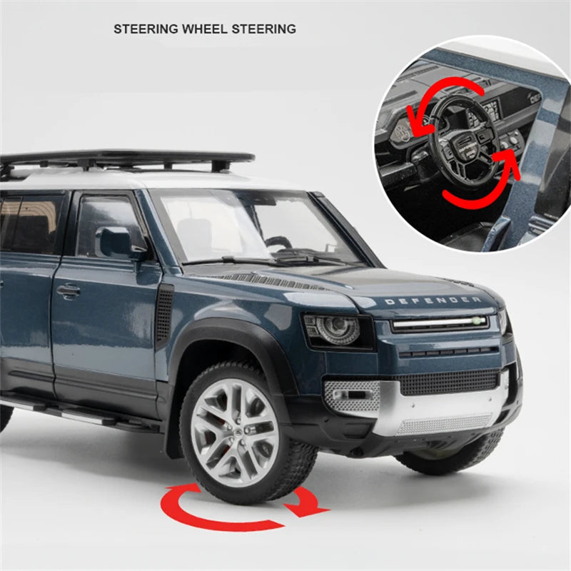 1/18 Range Land Rover Defender SUV Alloy Car Model Diecast Metal Toy Off-road Vehicle Car Model Sound Light Simulation Kids Gift