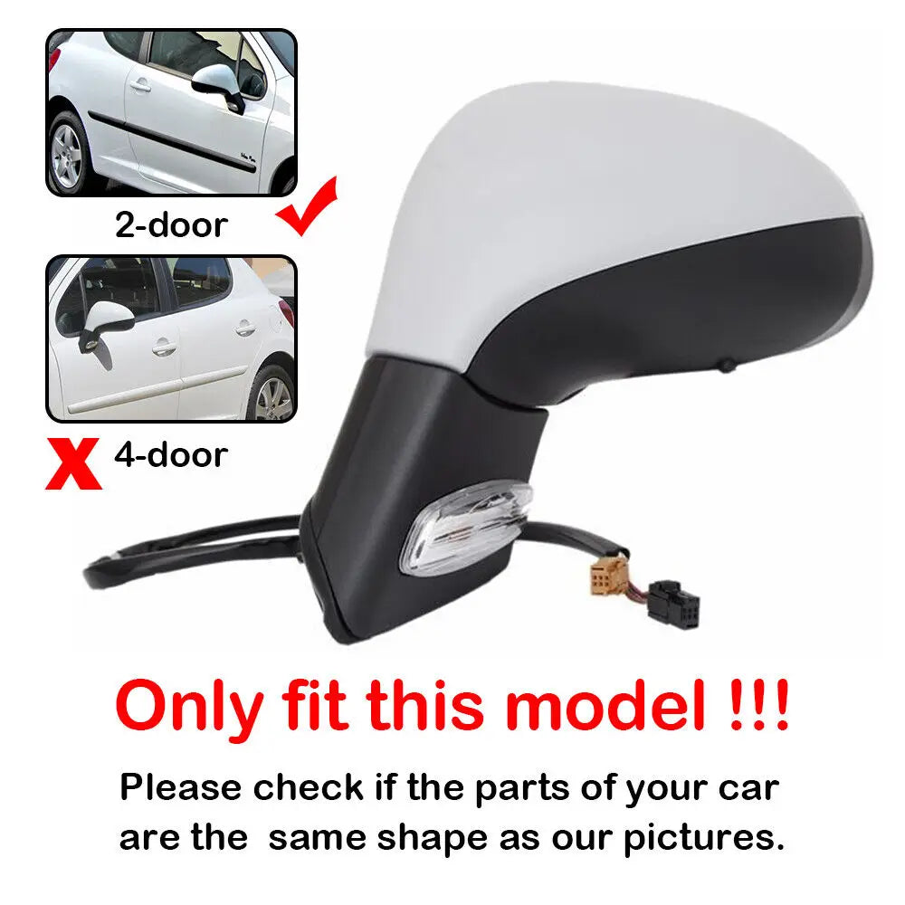For Peugeot 207 308 2006 2007 2008-2012 ABS Car Rearview Side Mirror Cover Wing Cap Exterior Door Housing Trim Adhesive Sticker