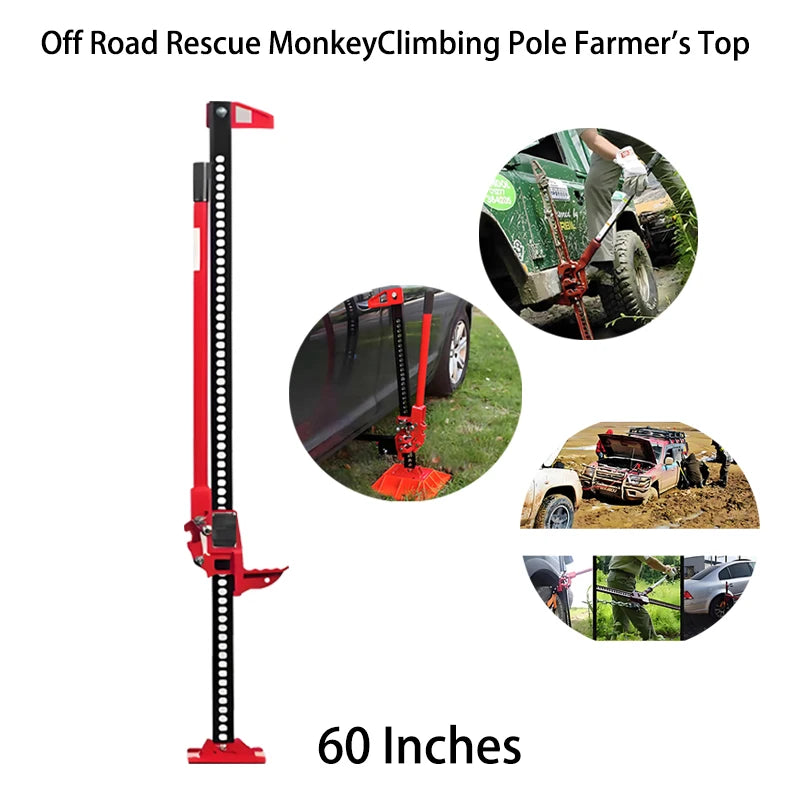 60 Inch Car Jack Manual Off-Road Vehicle Rescue Jack Car Monkey Climbing Bar Front Bar Holder Off-Road Jack Recovery Lifter
