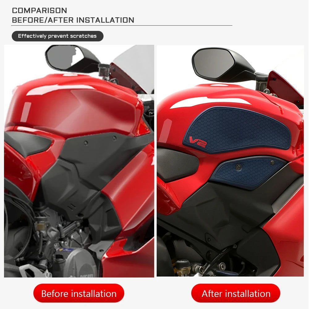 NWE 2025 Non-Slip Tank Pad for Ducati Panigale V2 / Streetfighter V2 Motorcycle Fuel Tank Accessory Waterproof Side Fuel Tank Pa